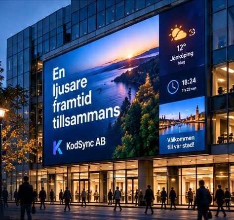 Illustration av digital reklam på en byggnad
